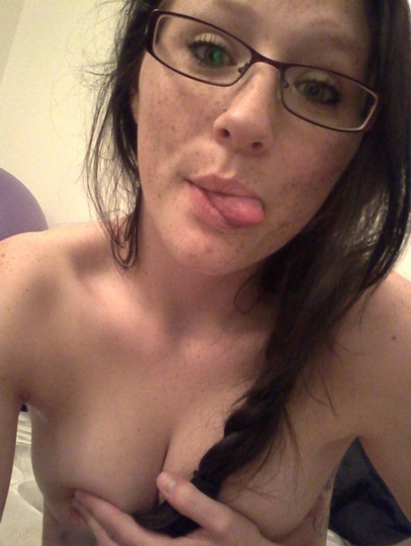 Geeky brunette Freckles 18 touches her hot tits in her solo homemade session 56449765