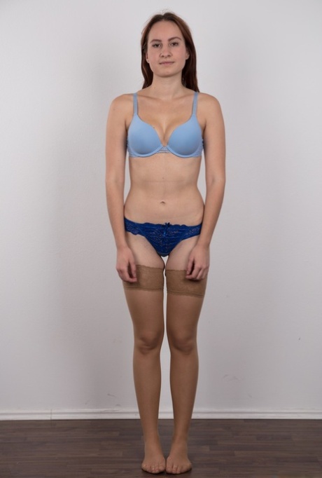 Czechoslovakian amateur Anastazie slowly gets completely naked by herself 14196665