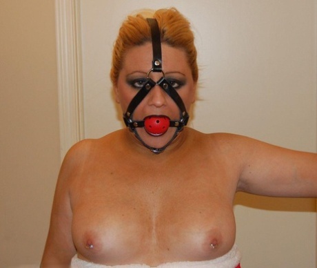 Ball gagged blonde chick is dressed up like a reindeer at Xmas 73879711