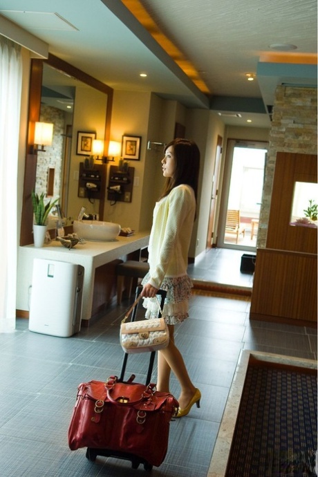 Japanese teen Sakuragi slips thong underwear her tight ass before a bath 67282763