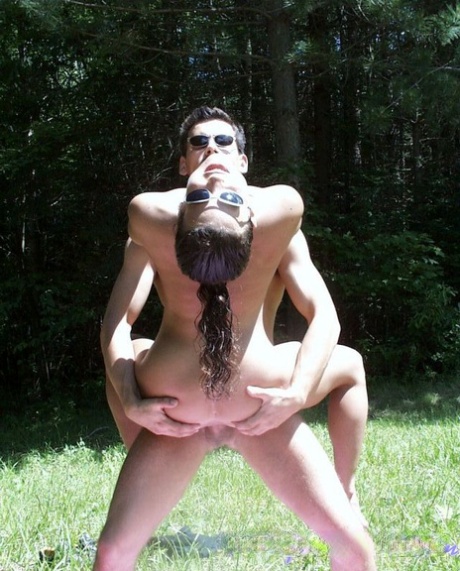 Amateur couple have hardcore sex while wearing sunglasses in a farmer's field 69956117