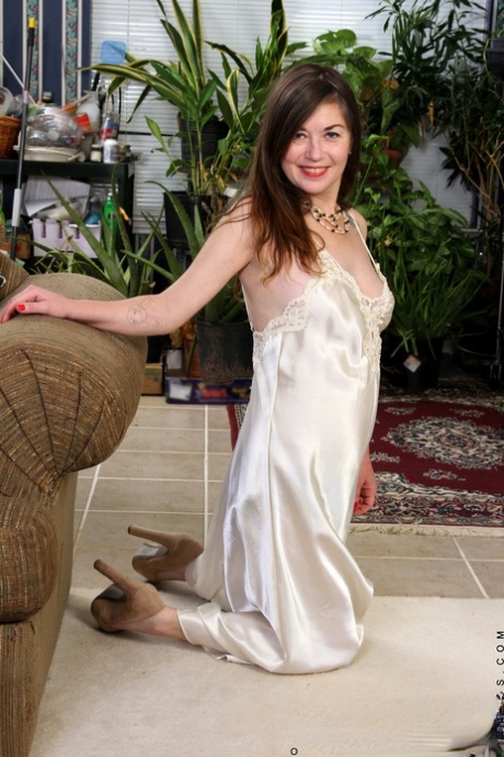 Horny housewife Ophelia Rosenburg sheds satin lingerie before toying her bush 66141443