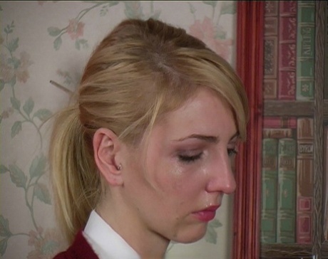 Blonde student has her ass turned bright red by her schoolteacher 28355979