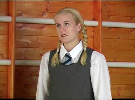 Blonde schoolgirl is left with welts after a brutal caning session 36993764