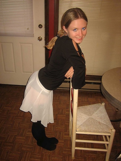 Young amateur strips to black stockings before masturbating with a toy 92220505