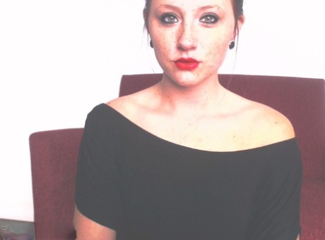 Barely legal girl Freckles 18 sports red lips during a tease shoot 88143660