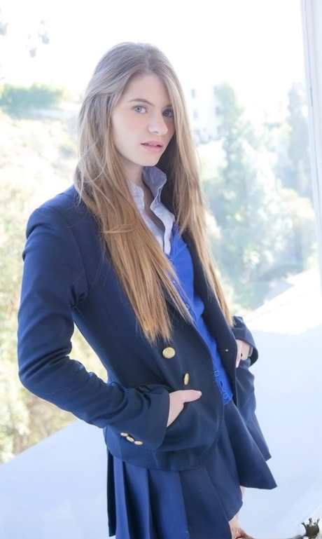 Long-haired teenage sweetie Alice March gets rid of her uniform and panties 89270159